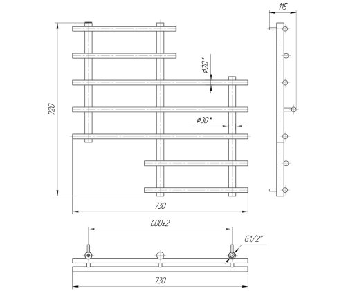 Полотенцесушитель Mario Сонет 720х730/600 1.1.1600.01.P