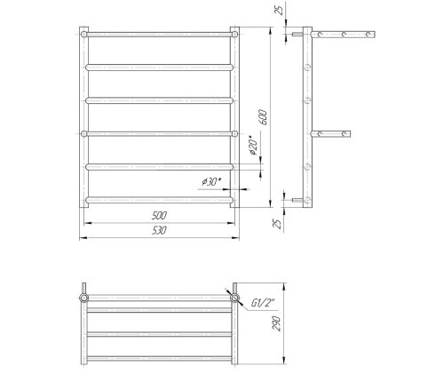 Полотенцесушитель Mario Анкона 600х530/500 1.1.3900.01.P