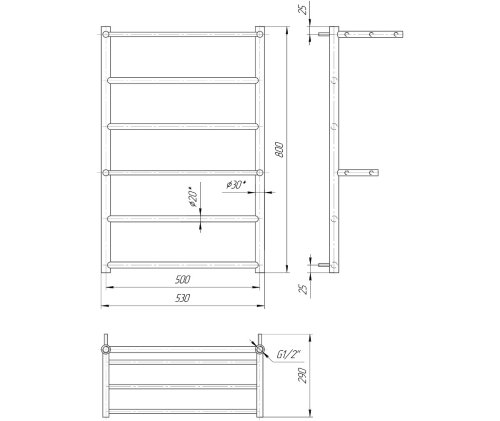 Полотенцесушитель Mario Анкона 800х530/500 1.1.3902.01.P