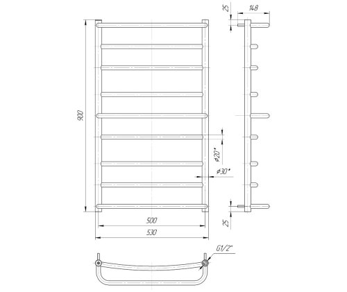 Полотенцесушитель Mario Люкс 900х530/500 1.1.0305.01.P