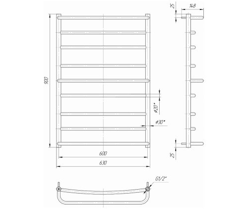 Полотенцесушитель Mario Люкс 900х630/600 1.1.0308.01.P