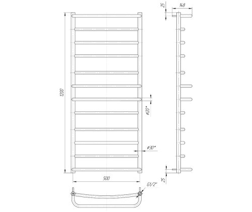 Полотенцесушитель Mario Люкс 1200х530/500 1.1.0307.01.P