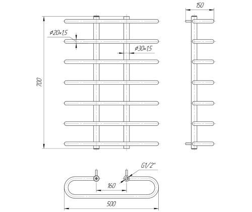 Рушникосушарка Mario Сахара 700х500 / 160 1.1.1001.01.P