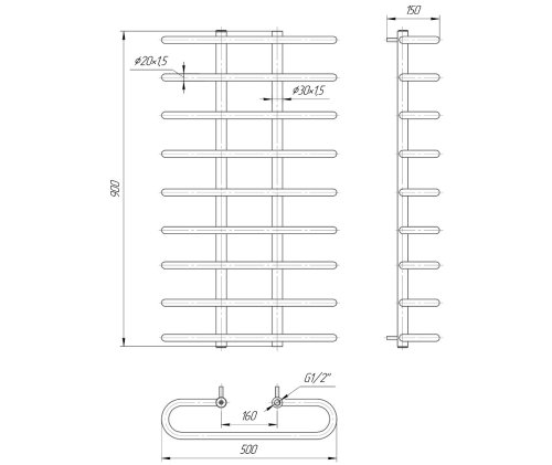 Полотенцесушитель Mario Сахара 900х500/160 1.1.1003.01.P