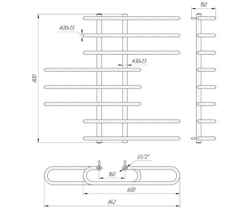 Рушникосушарка Mario Парус 800х850 / 160 1.1.0902.01.P