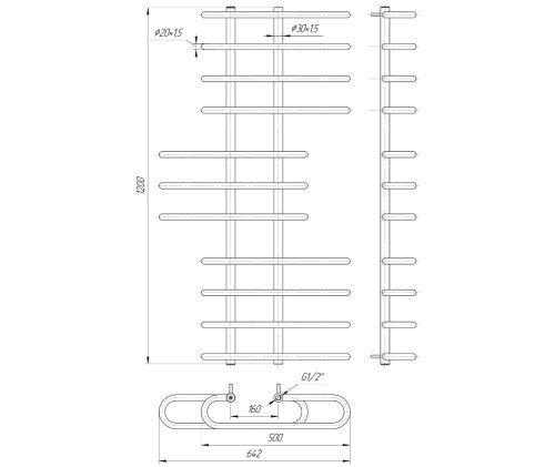 Полотенцесушитель Mario Парус 1200х650/160 1.1.0904.01.P