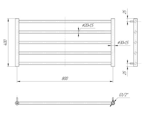 Полотенцесушитель Mario Классик Сити 400х830/800 1.1.5701.01.P