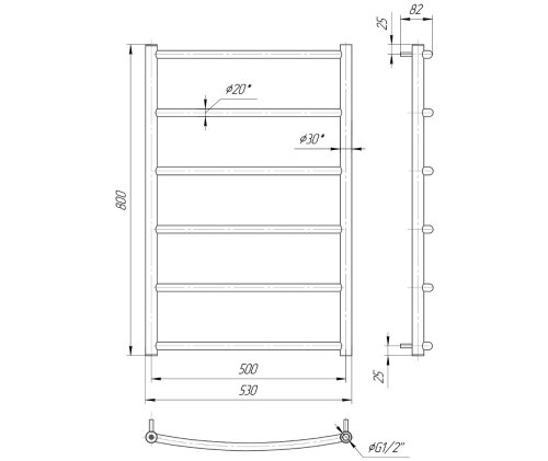 Полотенцесушитель Mario Классик НР 800х530/500 1.3.0102.01.P