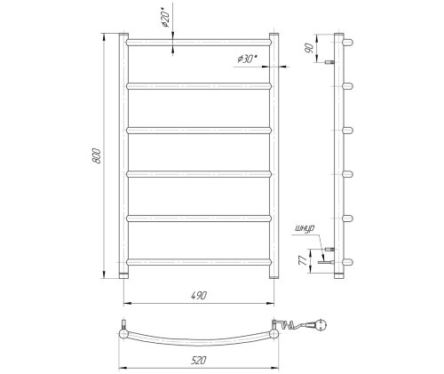 Полотенцесушитель Mario Классик НР-І 800х530/75 2.3.0101.10.P