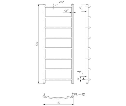Полотенцесушитель Mario Классик НР-І 1090х530/75 2.3.0102.10.P
