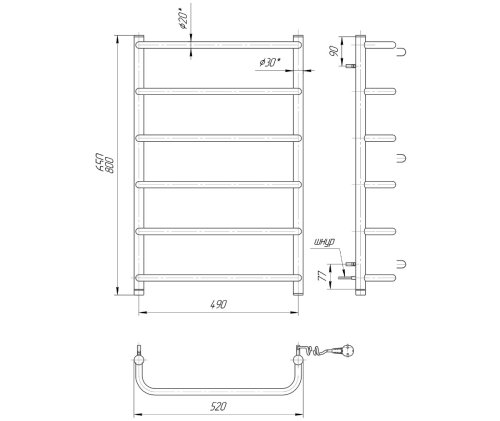 Полотенцесушитель Mario Стандарт НР-І 800х530/150 2.3.0201.10.P