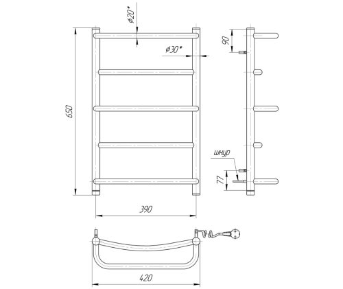 Полотенцесушитель Mario Люкс НР-І 650х430/150 2.3.0300.10.P