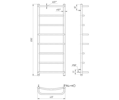 Полотенцесушитель Mario Люкс НР-І 1090х530/150 2.3.0302.10.P