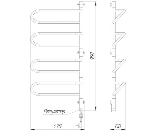 Полотенцесушитель Mario Электра-І 950x500/150 2.3.1000.11.P