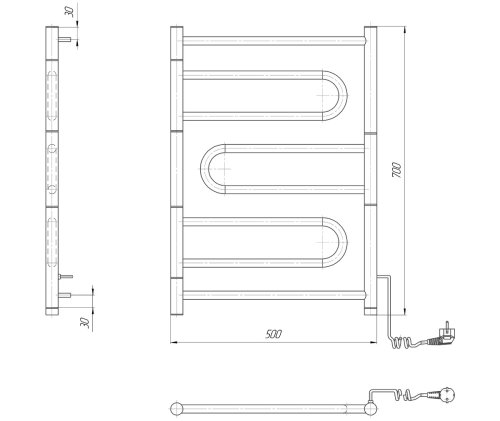 Полотенцесушитель Mario Атлас 700х500 2.1.5900.10.P