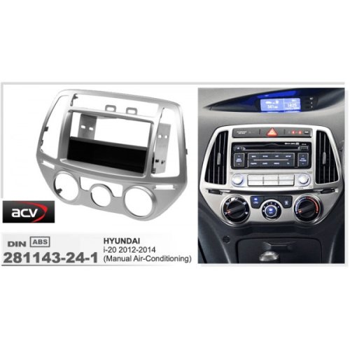 Рамка переходная ACV 281143-24-1 Hyundai i20 (PB Facelift)07/12->silver