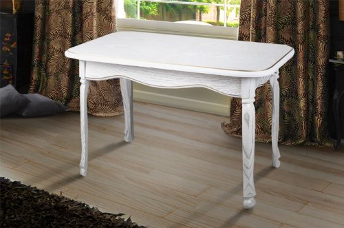 Стол обеденный раскладной МИКС-мебель Гаити Белый/патина 120x70 дуб