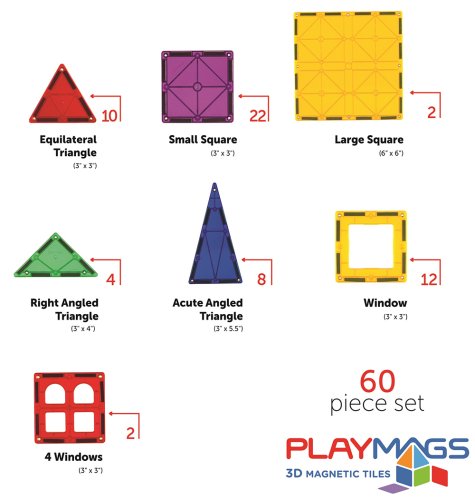 Магнитный конструктор Playmags 60 эл. (PM158)