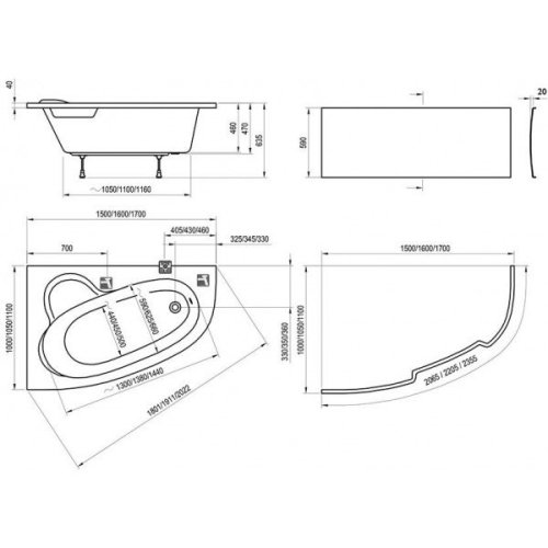 Ванна Ravak Asymmetric 150x100 L C441000000