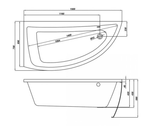 Ванна Cersanit Nano 150x75 L (AZBA1000270055)