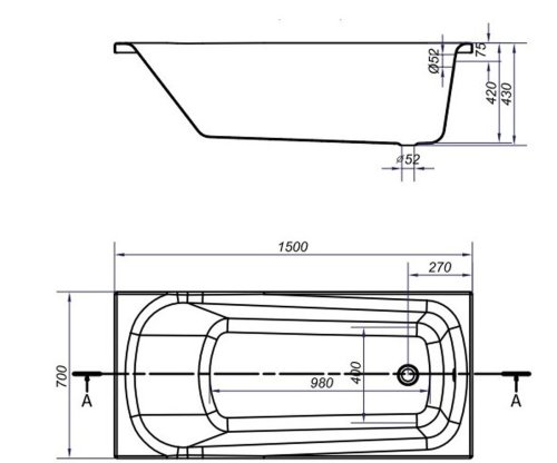 Ванна Cersanit Nao 150x70 (AZBR1001601943)