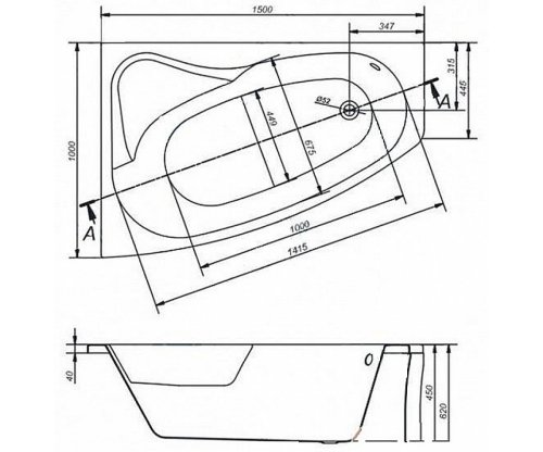 Ванна Cersanit Sicilia new 150x100 R (AZBA1000903340)