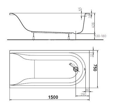 Ванна Kolo Mirra 150x75 (с ножками)
