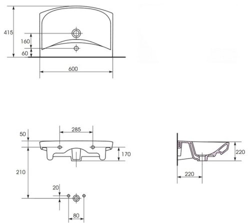 Раковина Cersanit Carina 60