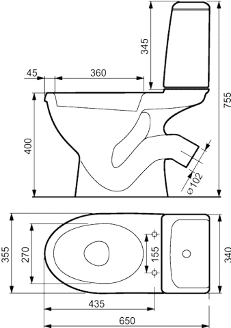 Унитаз-компакт Cersanit Eko 2000 E011 3/6 L (с сиденьем дюропласт)