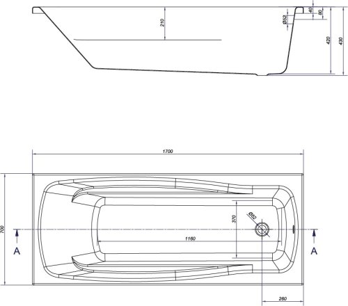 Ванна Cersanit Lana 170x70 (с ножками)