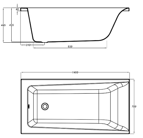 Ванна Cersanit Lorena 140x70 (с ножками)