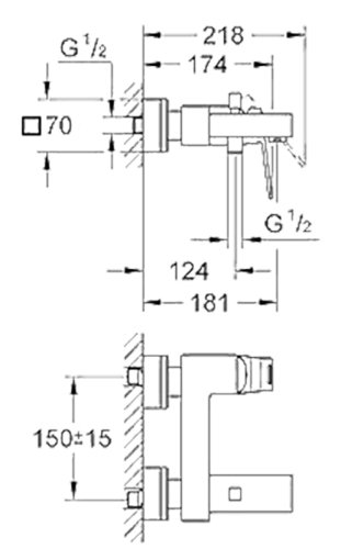 Смеситель для ванной Grohe Eurocube 23140000