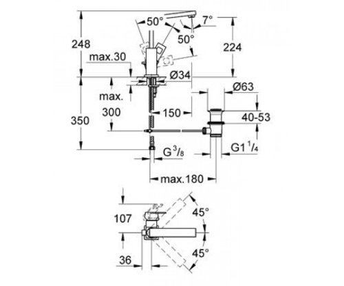 Смеситель для умывальника Grohe Eurocube 23135000