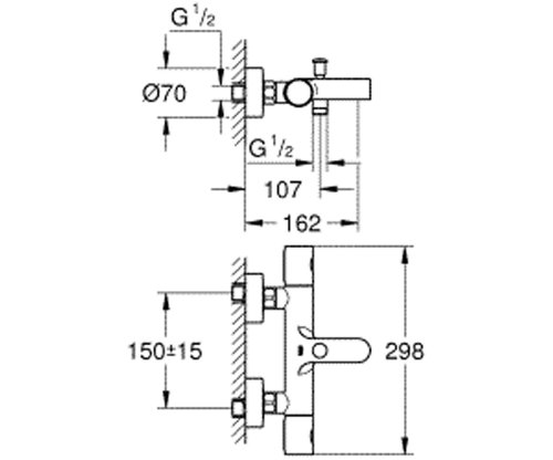 Смеситель для ванной Grohe Grohtherm 1000 34215002