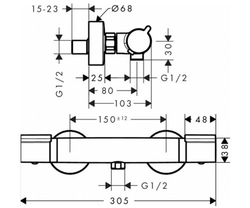 Змішувач для душу Hansgrohe Versostat 15368000