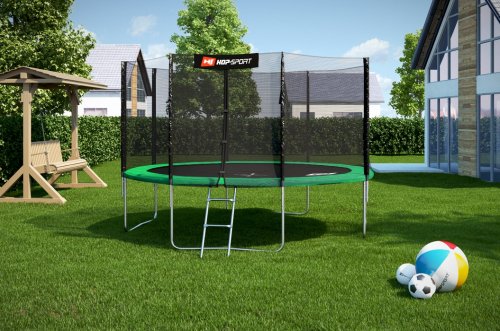 Батут Hop-Sport 12 ft Green (366 см, с внешней сеткой)