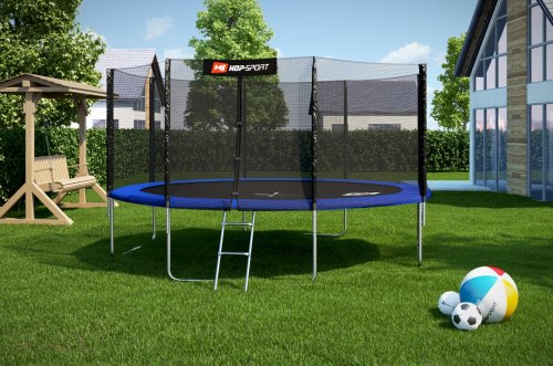Батут Hop-Sport 14 ft Blue (427 см, з зовнішньої сіткою)