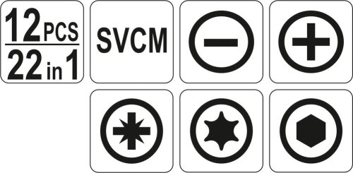 Отвертка YATO YT-2797 (Набор 12 предметов, 22 в 1)