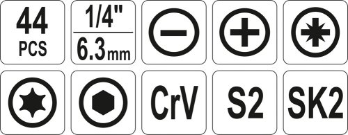 Набор инструментов YATO YT-39280 (44 предмета)