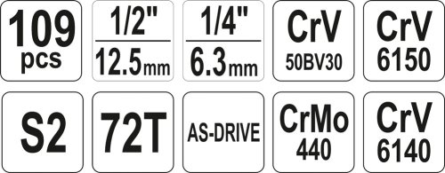 Набор инструментов YATO YT-38891 (109 предметов)