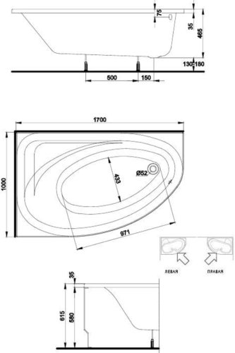 Ванна акрилова KOLO SPRING 170x100 (XWA3071000)