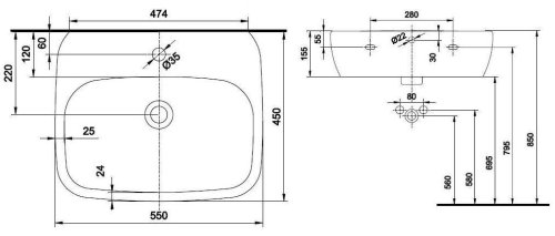 Умивальник KOLO STYLE 55x45 L21955000