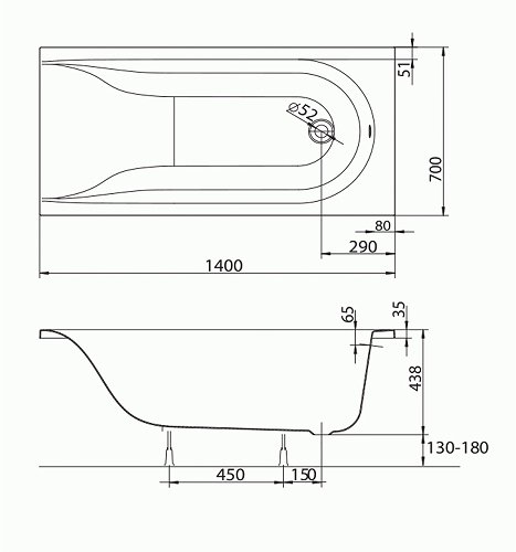 Ванна KOLO MIRRA 140x70 XWP3340001
