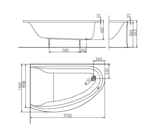 Ванна KOLO MIRRA 170x110 XWA3370001