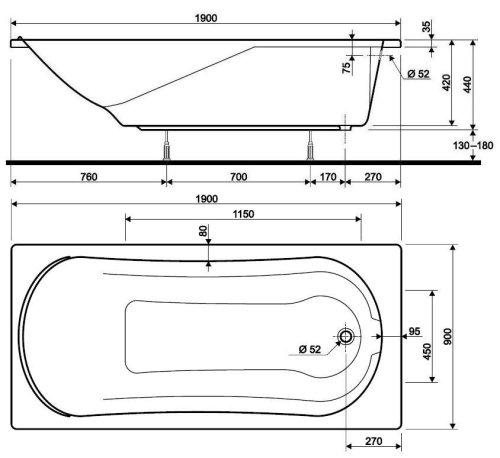 Ванна KOLO COMFORT 190x90 XWP309000G