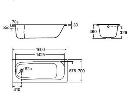 Ванна ROCA CONTESA 160x70 A235960000