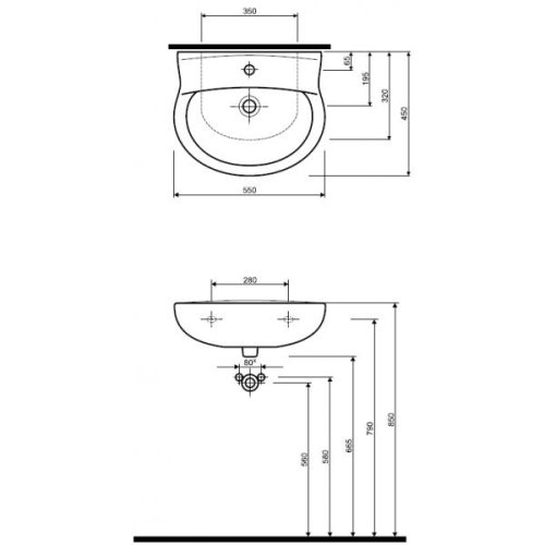 Умывальник KOLO IMPULS 55x45 К01955