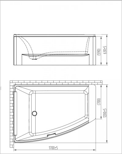 Ванна Volle 170x120 TS-100/L