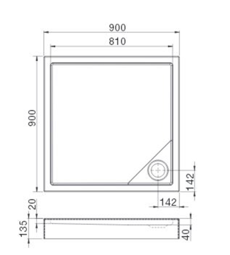 Поддон Roca MALAGA Square Compact A276256000