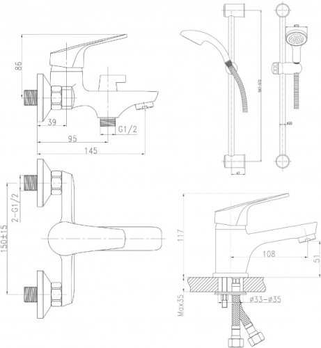 Набор для ванной комнаты 3 в 1 Q-tap Set CRM 35-111